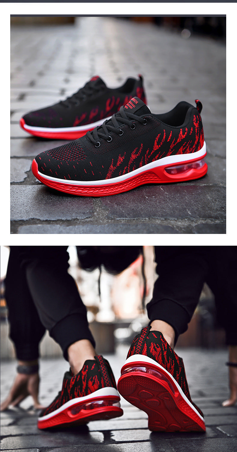 New Sports Shoes Four Seasons Casual Flyknit Breathable Cushion Running Shoes for Teenagers Ultra-light Shock-absorbing Trendy Men's Shoes