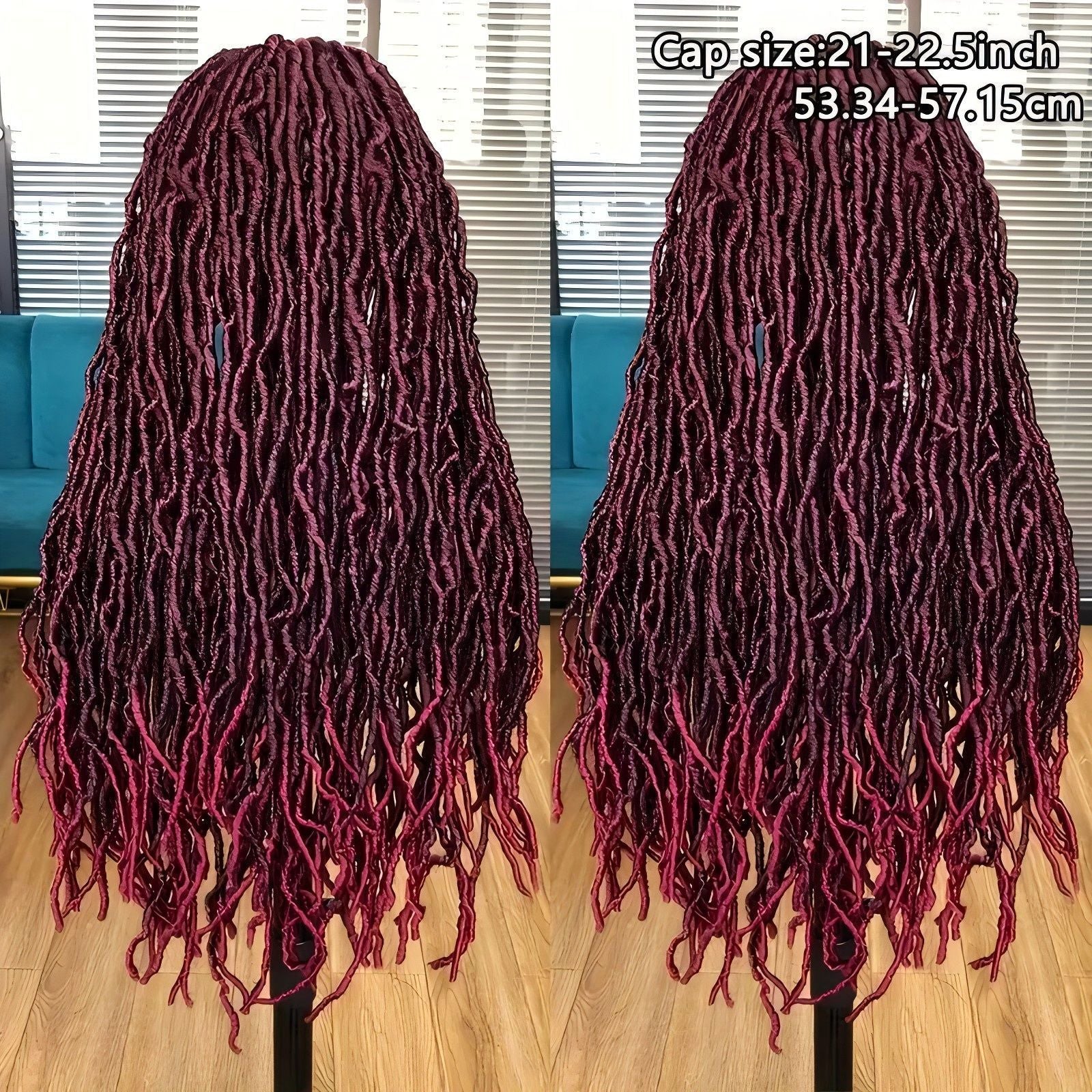 Foreign Trade Cross-Border European American African Wig Synthetic Full Lace Earthworm Curved Head Wig Faux Locs Full Lace