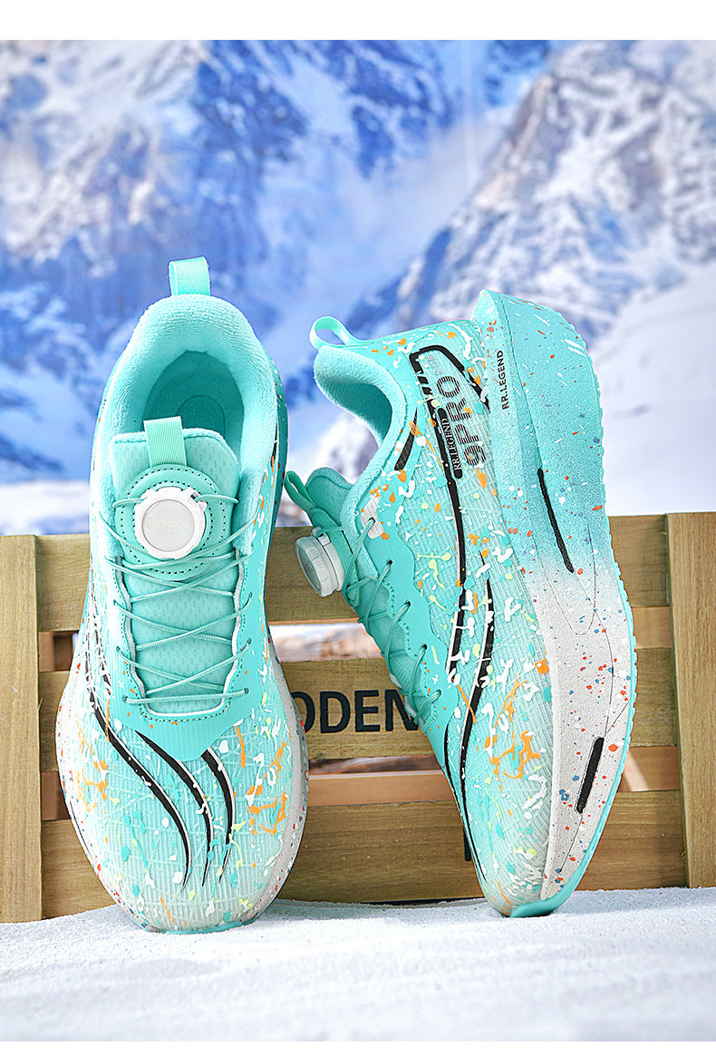 Winter New Thickened Warm Luminous Rotating Buckle Running Shoes with Real Carbon Plate Cushioning and Anti-Slip Sports Shoes