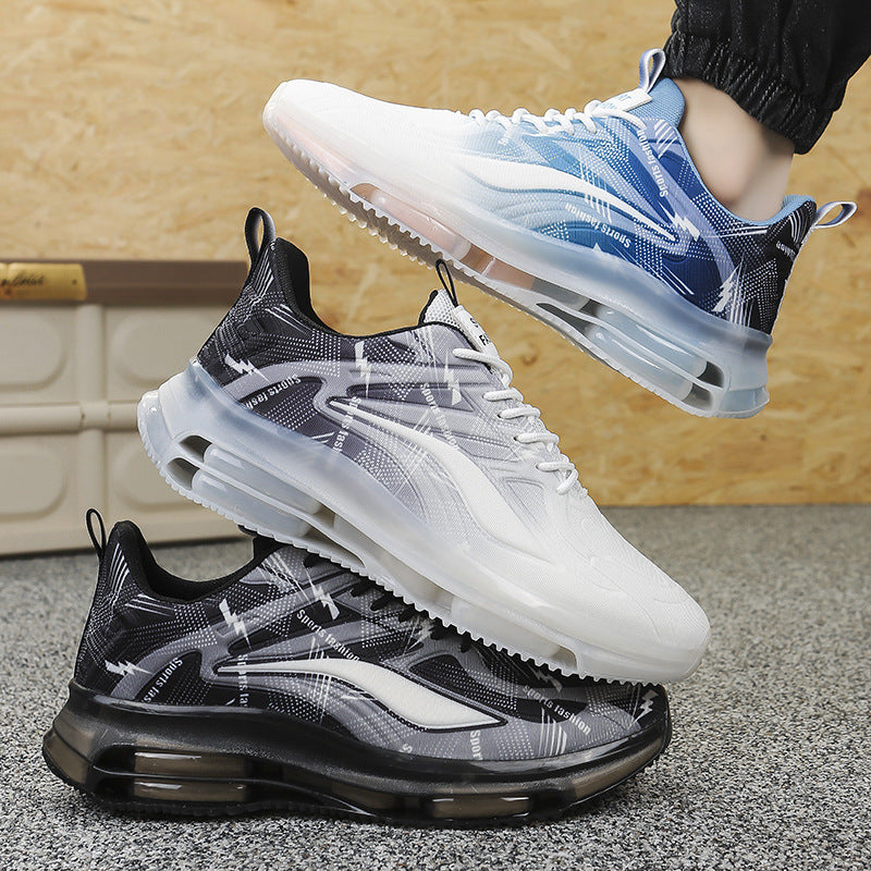 Men's Sports Shoes Spring and Autumn Ice Silk Hot Style Air Cushion Shock Absorption Trendy Men's Shoes Youth Running Shoes Student Casual Running Shoes