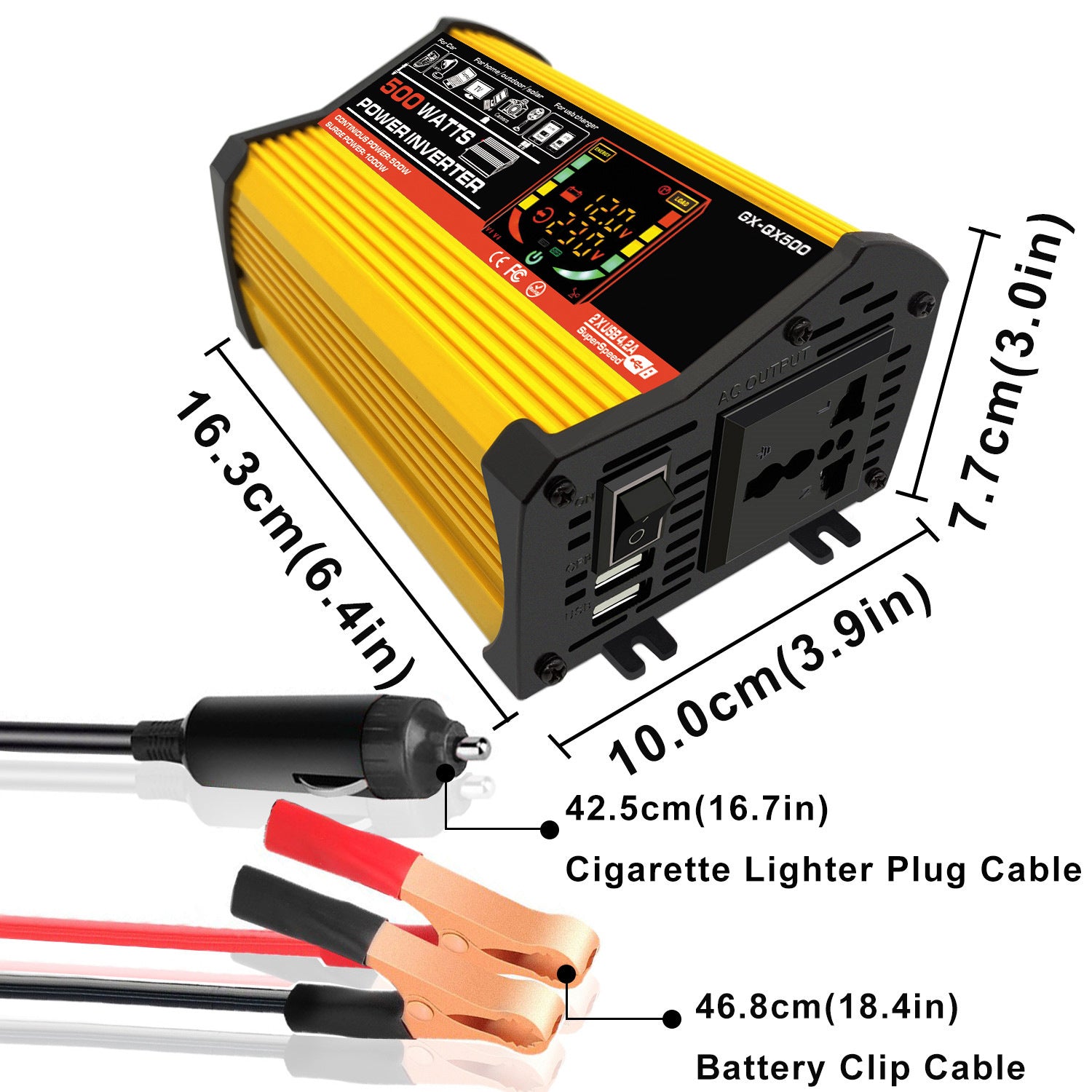 Car and Home Inverter12V Turn110V220V 500W Smart Display car power inverter