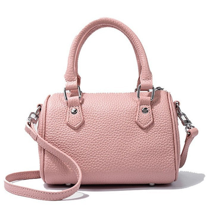 Guangzhou High-Quality Texture Genuine Leather Boston Pillow Bag for Women2024New first-layer cowhide handbag and crossbody bag