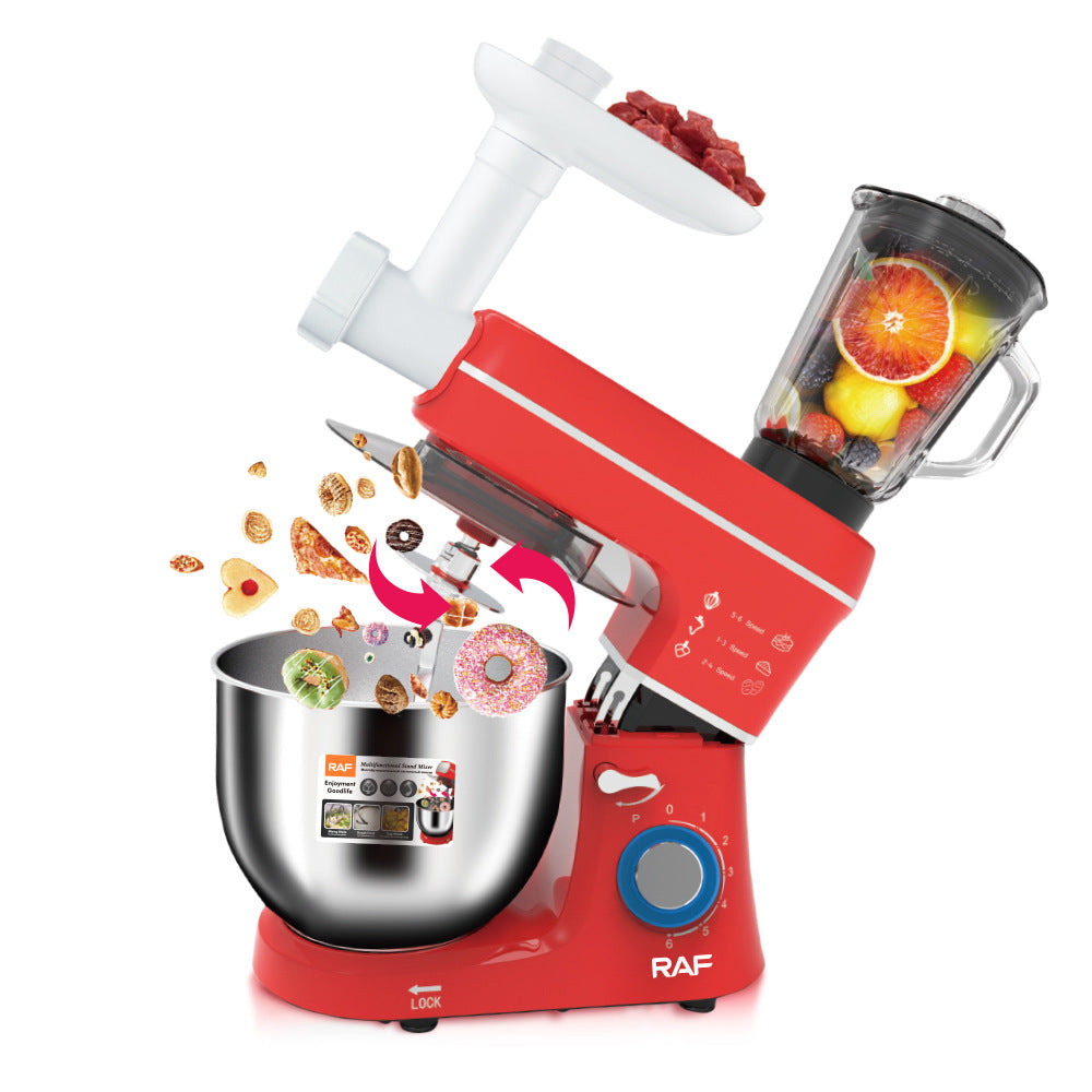 RAF European Standard Household Multifunctional High-Power Dough Mixer Egg Beater Stand Mixer Chef Machine Stainless Steel Bowl