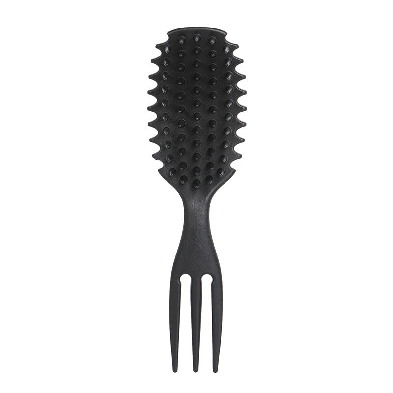 Curling Hair Special Three-Prong Comb Anti-Clumping Wide-Tooth Comb Smooth Hair Dry and Wet Dual-Use Comb Scalp Massage Hard-Tooth Hair Styling Comb
