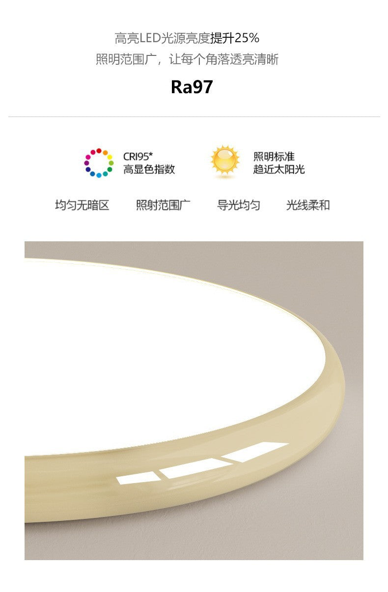 Cream style master bedroom lamp, round Nordic ceiling lamp LED Iron Art Study Lamp Creative Living Room Lamp Home Atmosphere