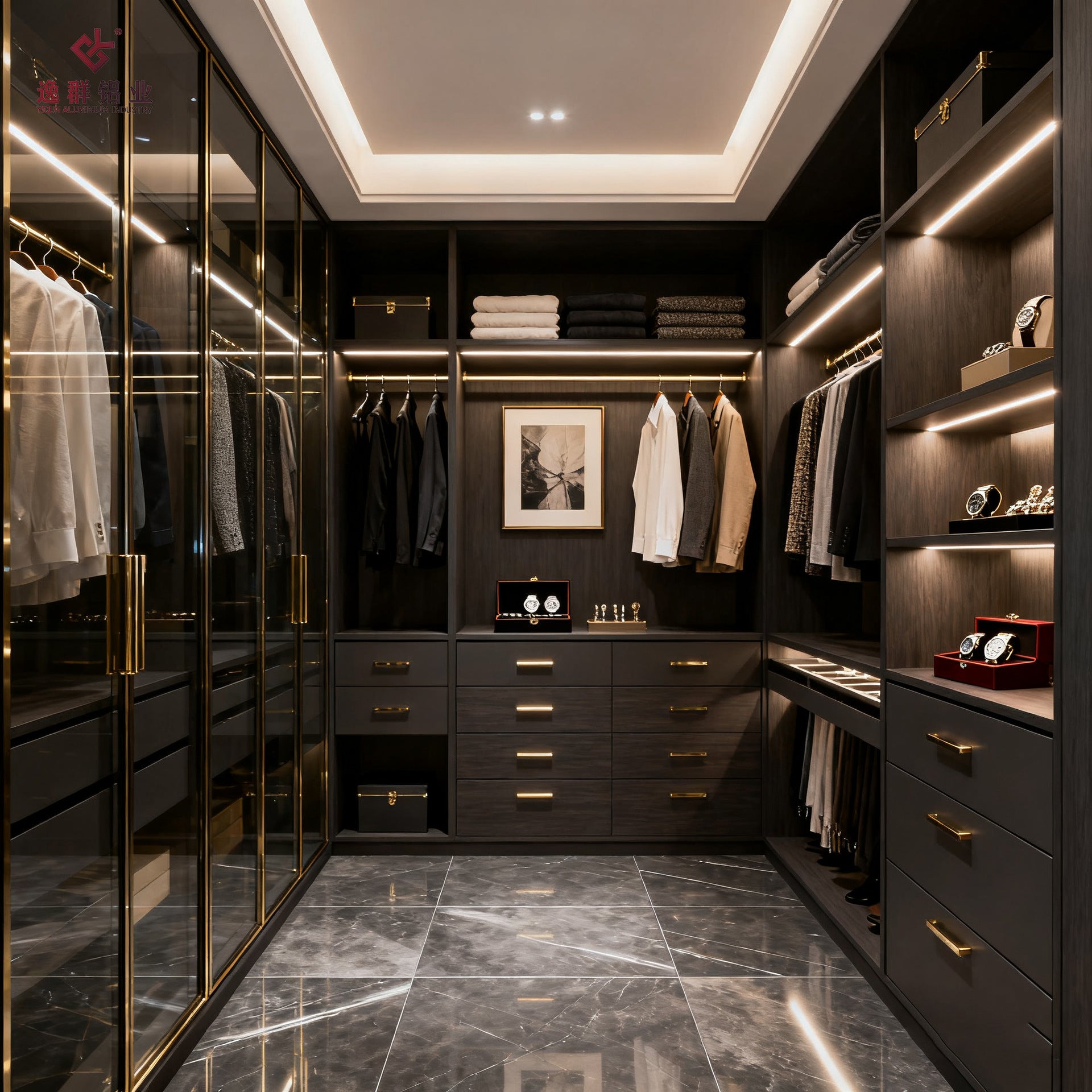 Custom Whole House Walk-in Closet Support Customization with Pictures Simple Modern Aluminum Alloy Wardrobe Source Factory