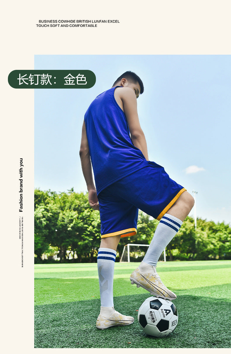 Football shoes high-top training shoes for teenagers, middle and primary school students AG Long Spike Broken Spike Rubber Spike Soccer Shoes