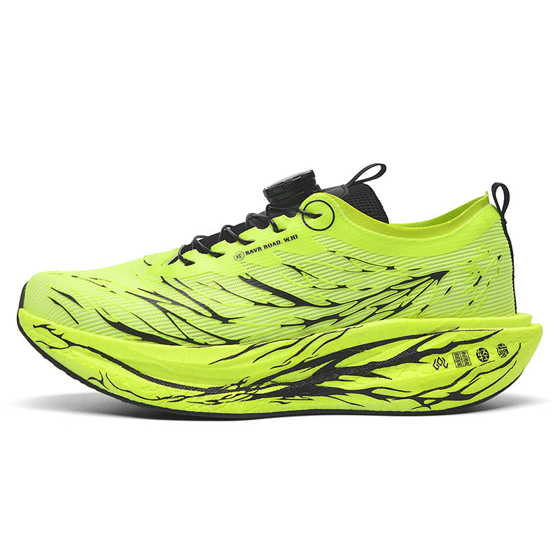 2025New Rotating Buckle Couple Fluorescent Trendy Fashion Running Shoes Real Explosive Carbon Plate Rebound Shock Absorption Sports Shoes