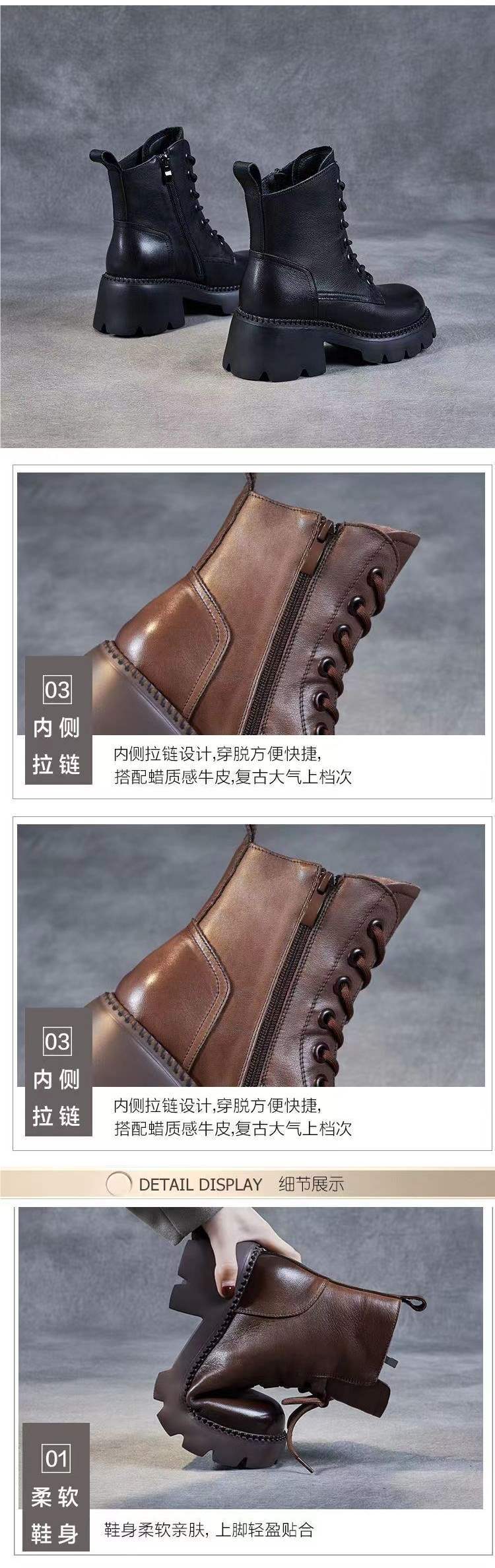 Off-Season Short Boots for Petite Figures to Appear Taller and Slimmer2025New Martin Boots Height-Increasing Women's Boots Thick Heel Thick Sole Versatile