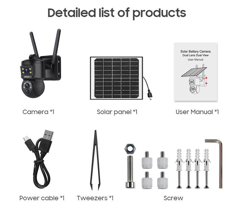 4G Wireless Solar Surveillance Camera Bullet Remote Early Warning6MP HD Night Vision Outdoor Camera