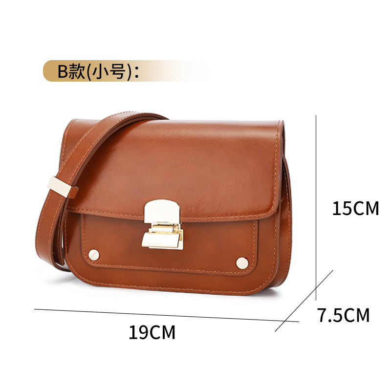 Melard Style Design Top Layer Cowhide Tofu Single Handle Bag Fashion Women's Bag Single Shoulder Crossbody Bag Niche Small Square Bag