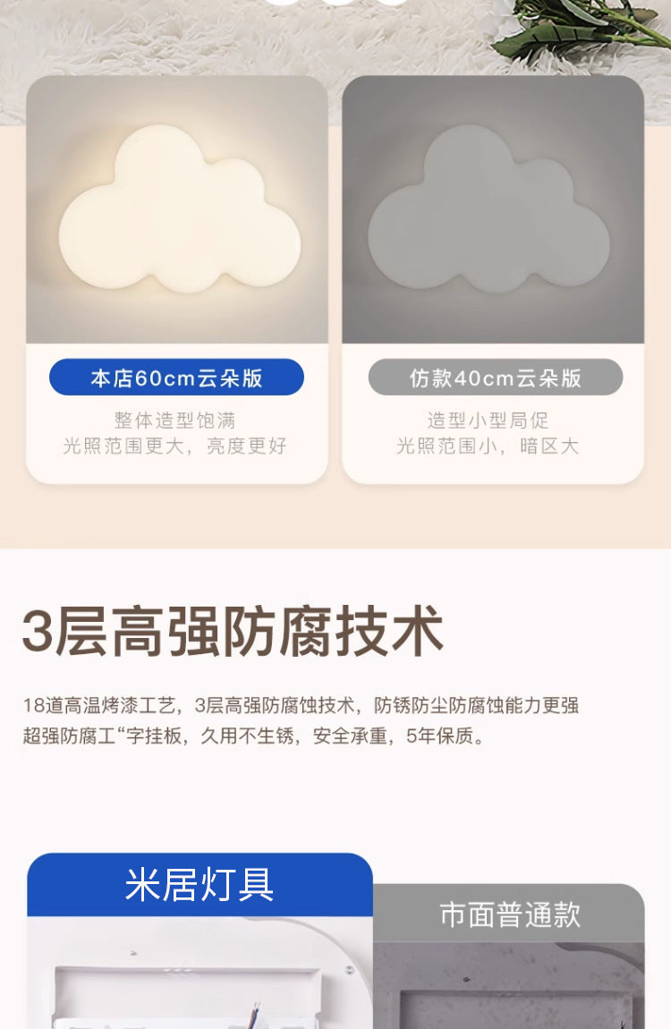 Children's Room Bedroom Ceiling Lamp Full Spectrum Eye Protection led Boys and Girls Cloud Room Cream Style Internet Celebrity Lighting
