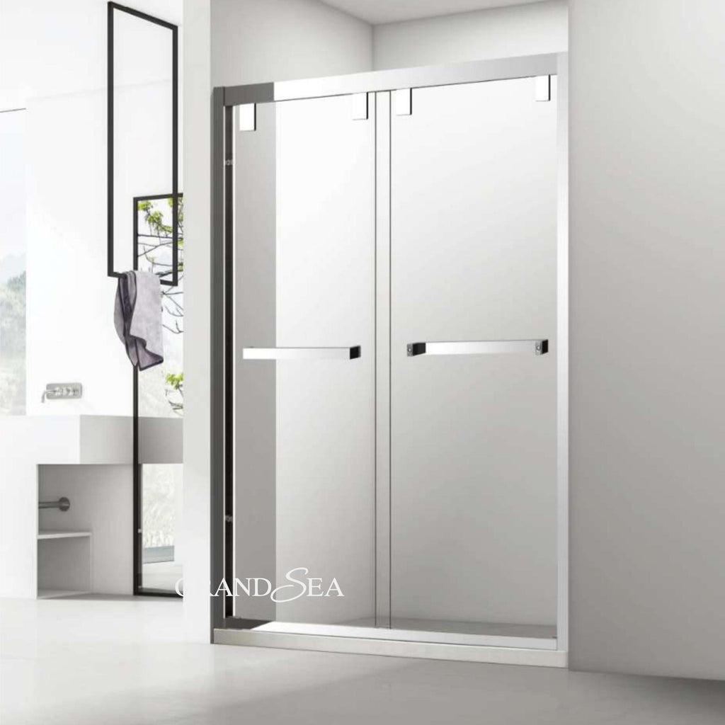 Sliding Foldable Clear Glass with Satin Black Hardware Bath Shower Room Bathroom Doors with Frame for Hotels