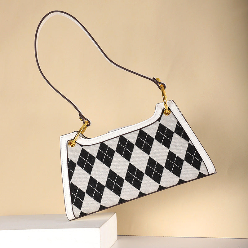Women's Fashion Trendy New Color-Block Plaid Bag Personality Stylish Crossbody Bag Simple Shoulder Bag