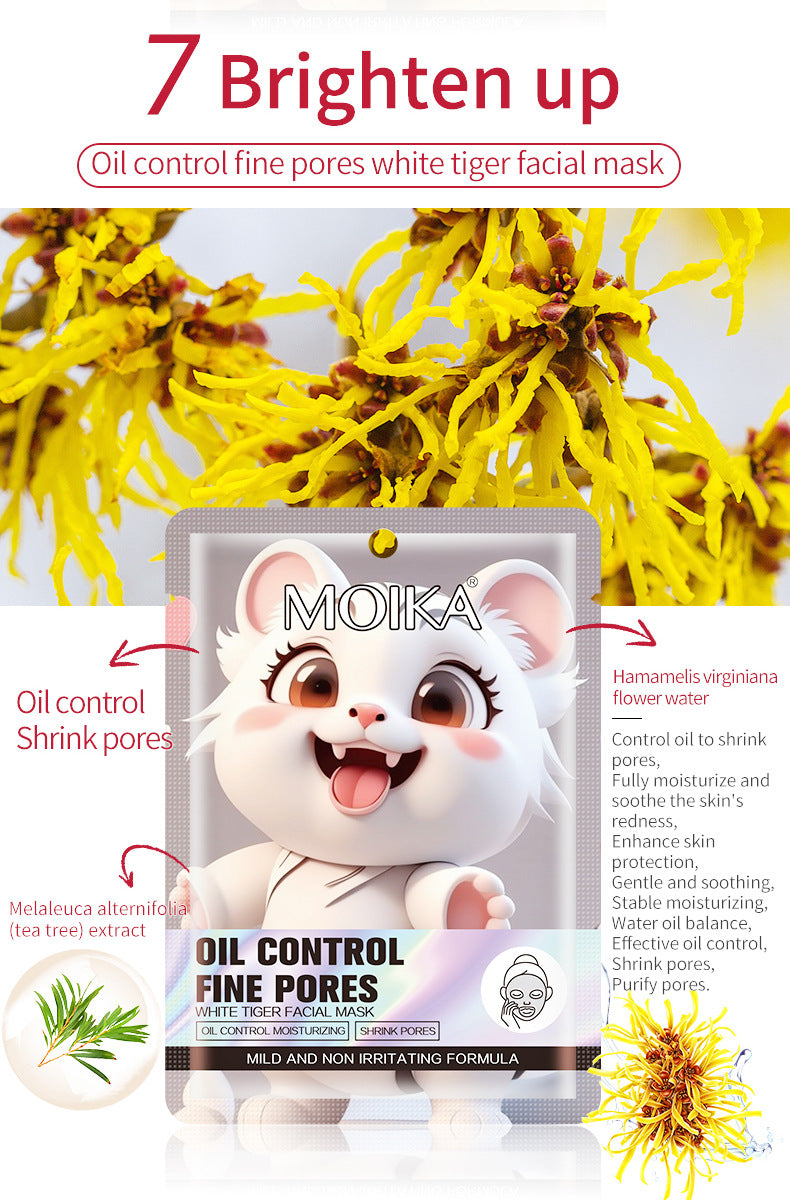MOIKA Full Pore Shrinking White Tiger Mask Hydrating3D Animal Quality Oil Control Moisturizing Skin Care