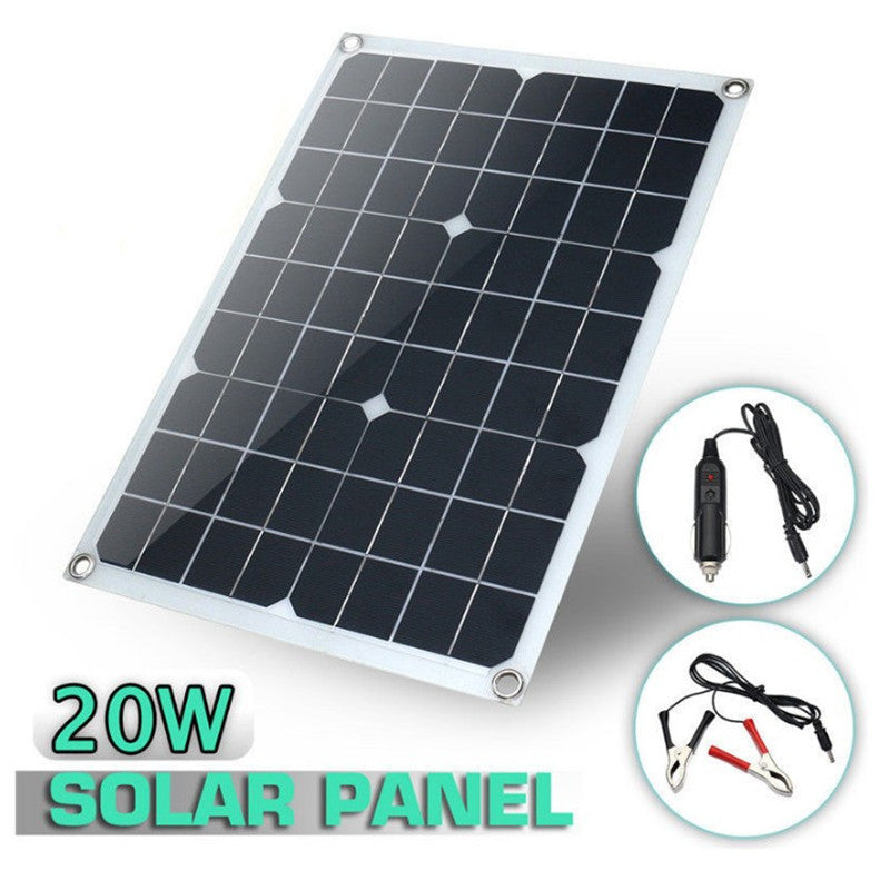 20W Monocrystalline High Efficiency Ultra-Thin Solar Power Panel Dual Output Monocrystalline Portable Solar Outdoor Power Panel