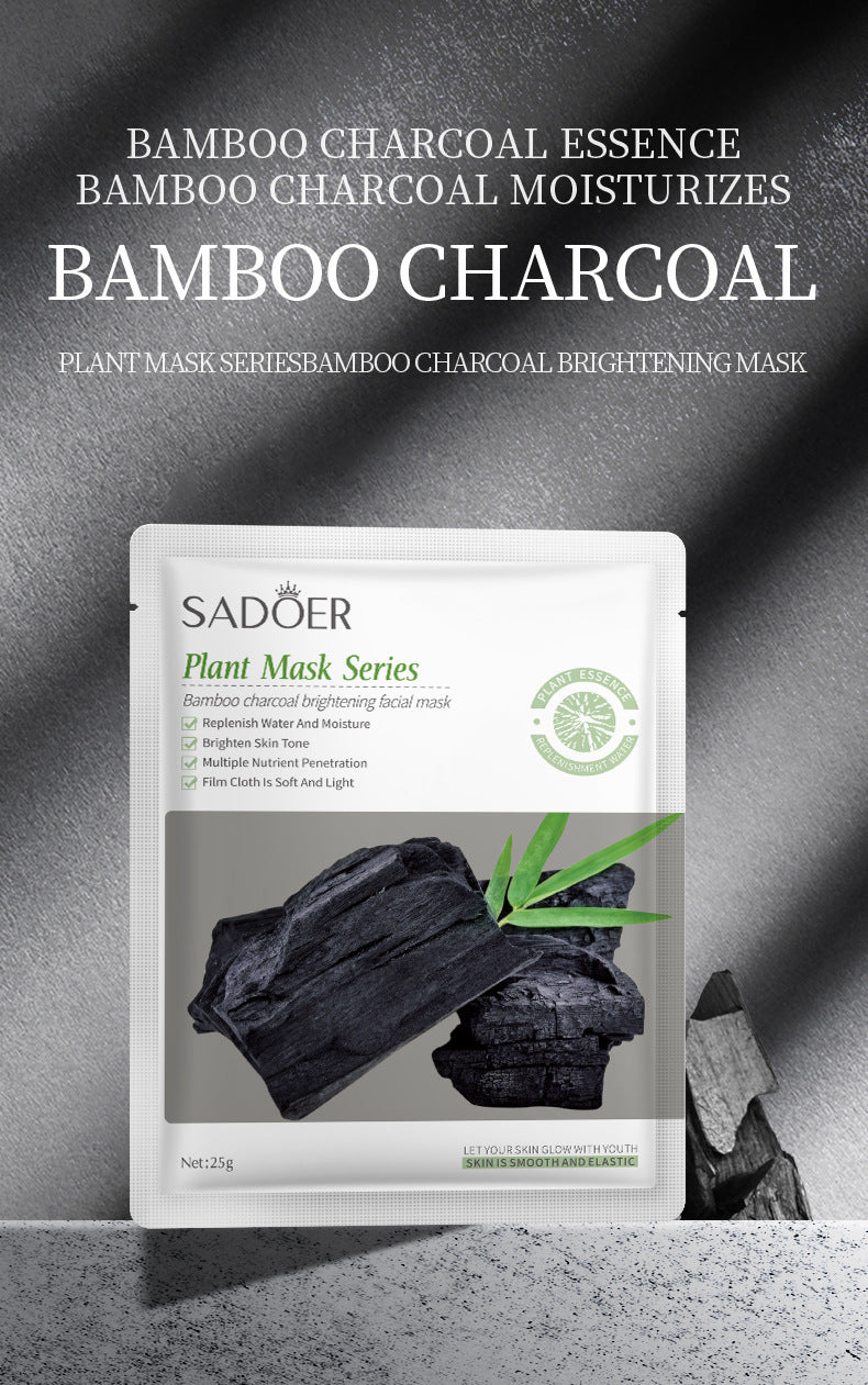 Bamboo Charcoal Face Mask Sheet Pack25g SADOER Skin rejuvenation moisturizing hydrating face mask cross-border wholesale