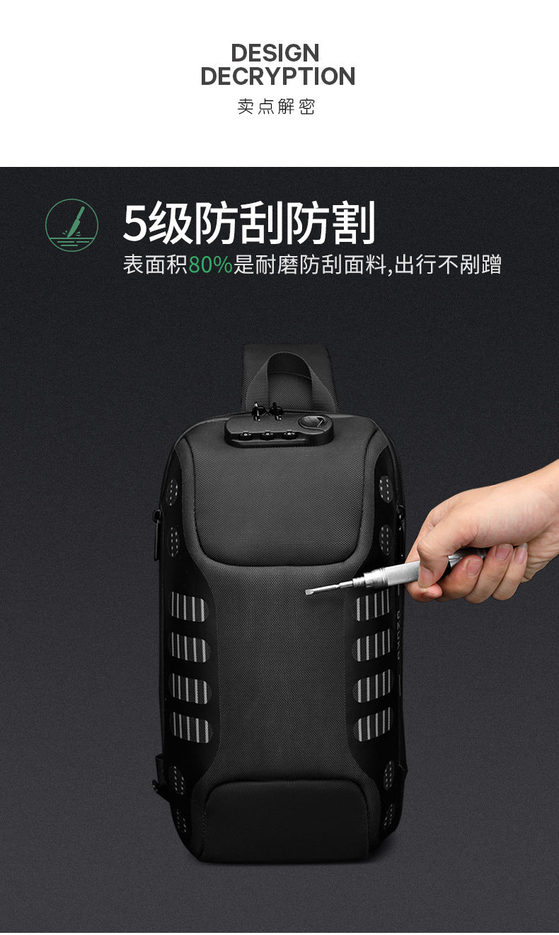 OZUKO Men's Chest Bag Anti-Theft Waterproof Chest Bag Trendy Fashion Crossbody Bag Large Capacity Business Shoulder Bag