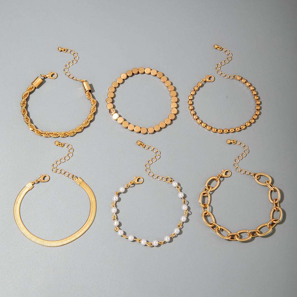 Fashionable Versatile Bracelet with Rhinestones and Imitation Pearl Set Ornament Wholesale Bracelets