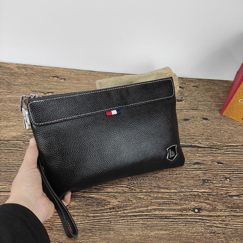 Genuine Leather Clutch Bag with Password Lock, Business Handbag, Casual Large Capacity Pure Top Layer Cowhide Men's Clutch