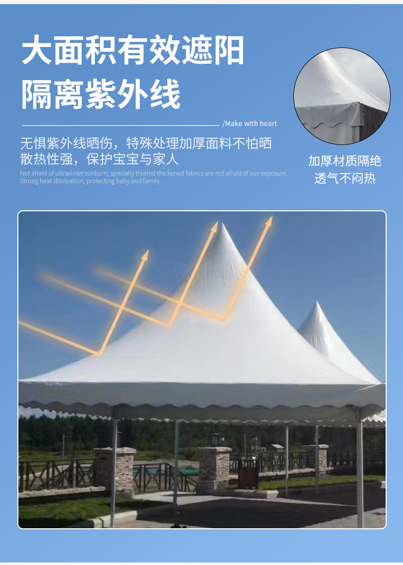 Outdoor Garden Aluminum Alloy Pointed Top Tent European Style Aluminum Pole Tent Car Show Wedding Exhibition Banquet Tent Four Corner Canopy