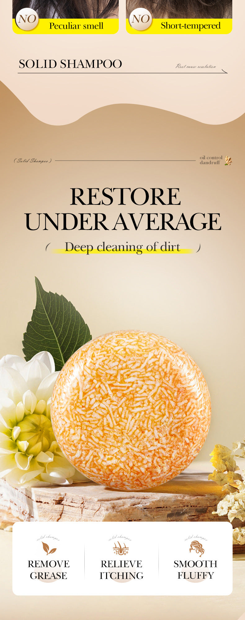 Full English Plant-Based Shampoo Soap60g SADOER Strengthen Hair Roots Deep Clean Hair Soap  Wholesale