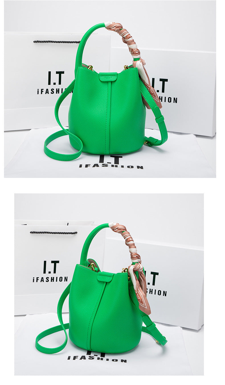 Genuine Leather Bucket Bag2024New high-end women's summer crossbody bag large capacity basket cute ladies' bag