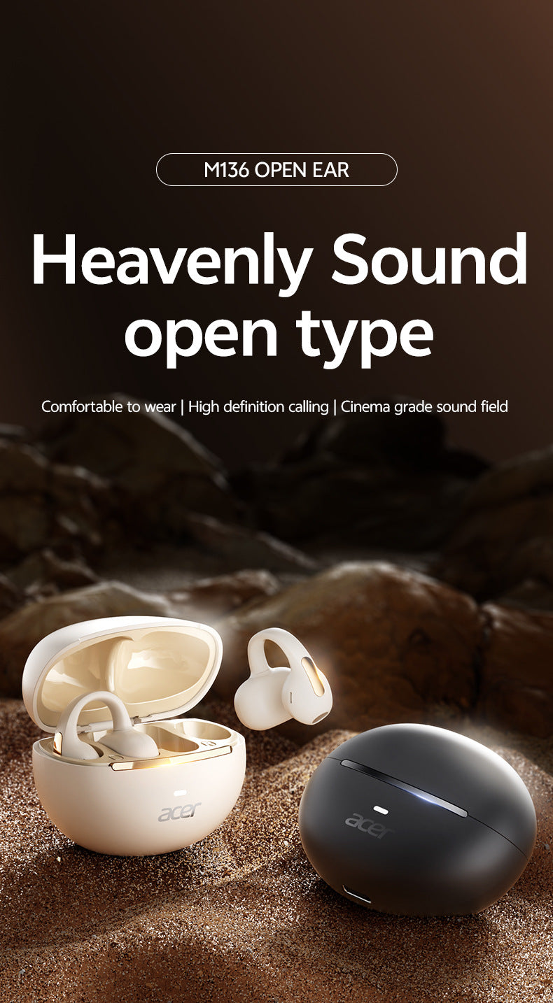 2025Popular M136Clip-on Bluetooth Earphones High Aesthetic Long Battery Life Non-in-ear Wireless Bluetooth Earphones