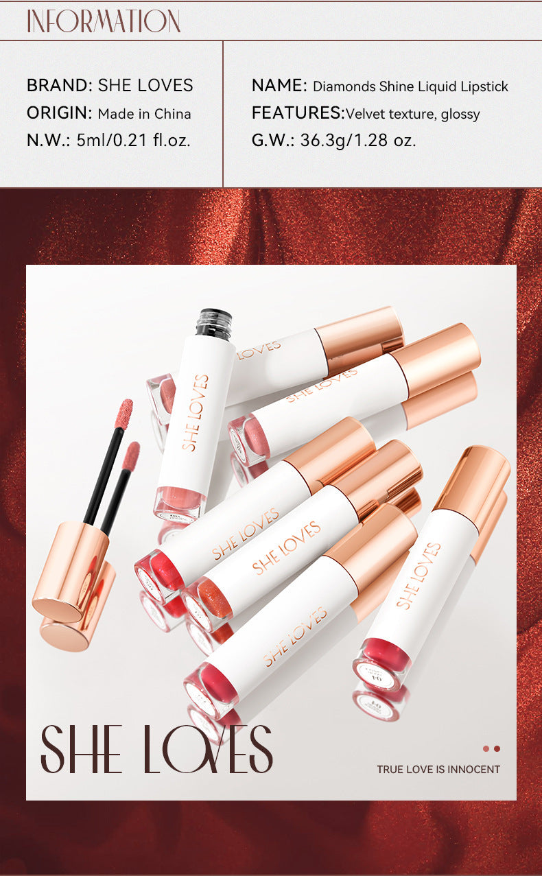 SHELOVES Diamond Fine Shimmer Matte Liquid Lipstick LiquidLipstick Wholesale Lip Gloss
