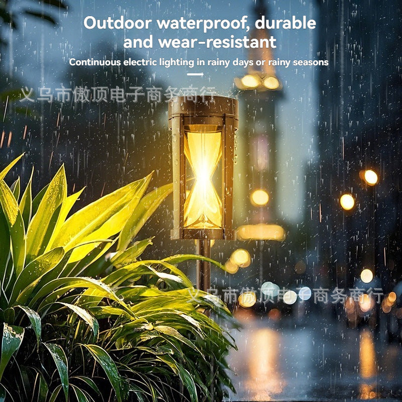 Outdoor Solar Hourglass Lawn Lamp Waterproof Garden Ground Plug Lamp Garden Landscape Lighting Lawn Atmosphere Decorative Lamp
