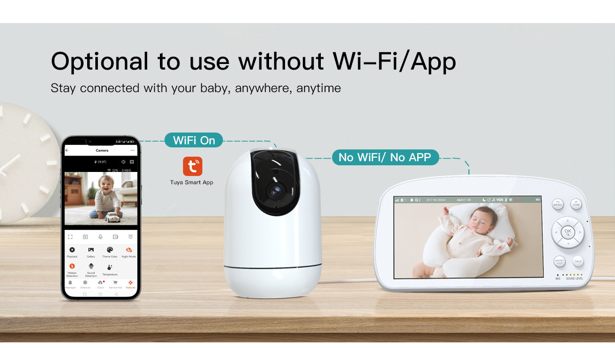 Factory Direct Smart Baby Monitor with Crying Detection Tuya babymonitor Baby Care Device