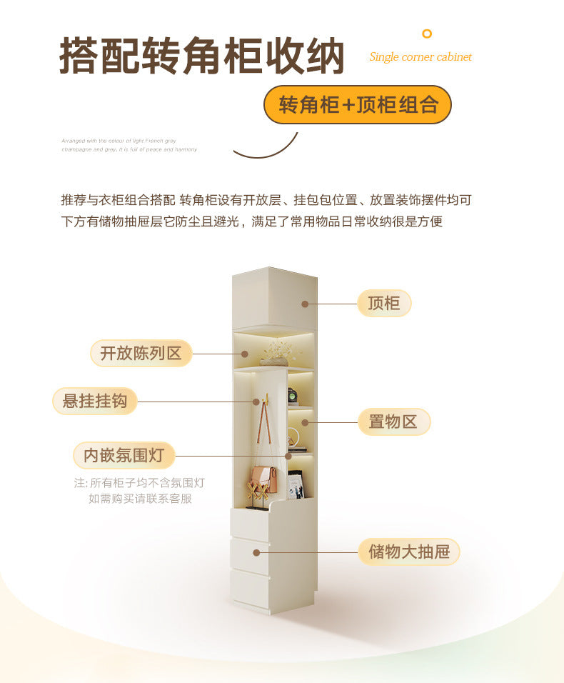 Modern Minimalist Sliding Door Wardrobe Corner Desk Integrated Combination Elevated Cabinet Top Master Bedroom Home Bedroom Wardrobe