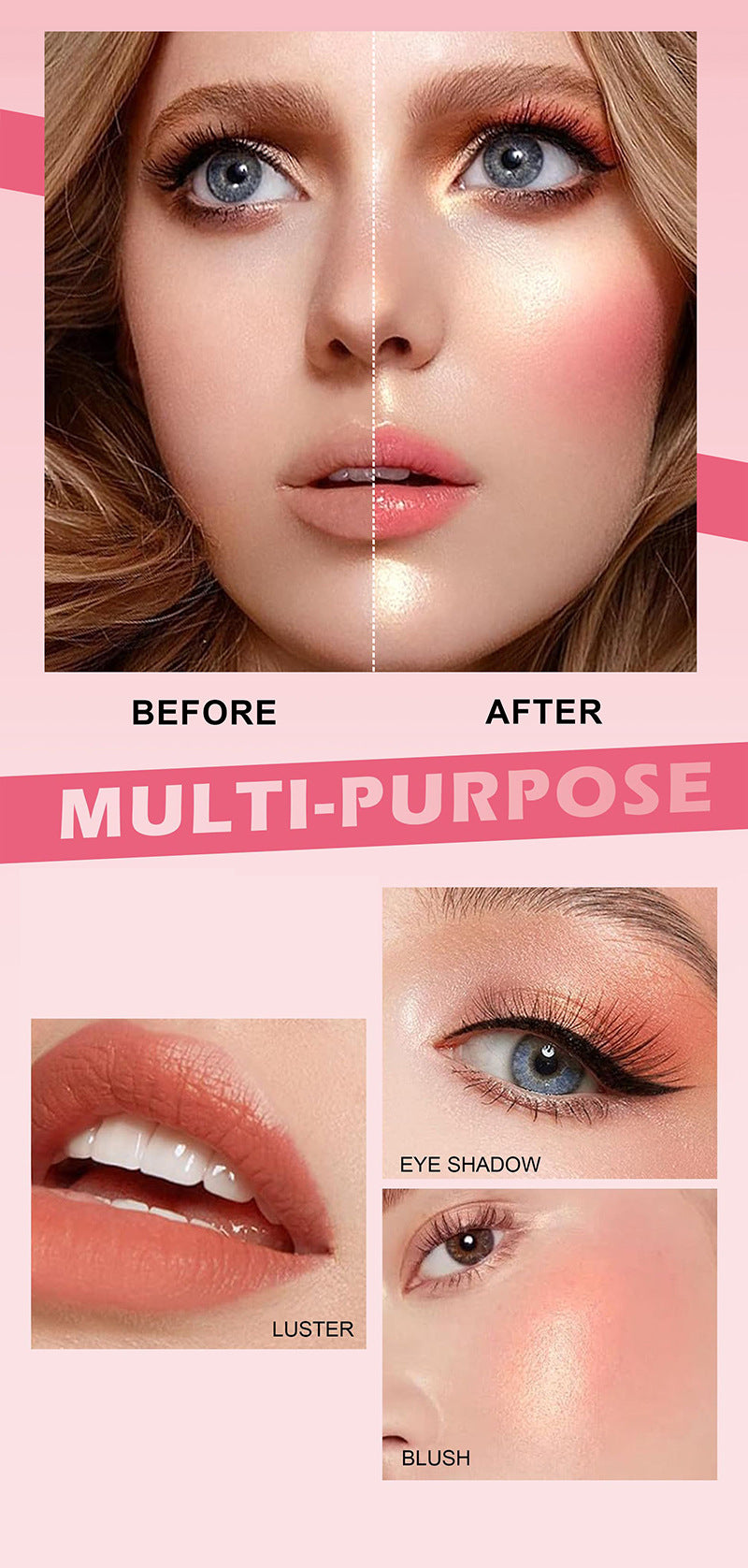 Printing logo Liquid Lip Glaze Lipstick Face Lip Cheek Multi-Functional Two-In-One Blush Four-Piece Set