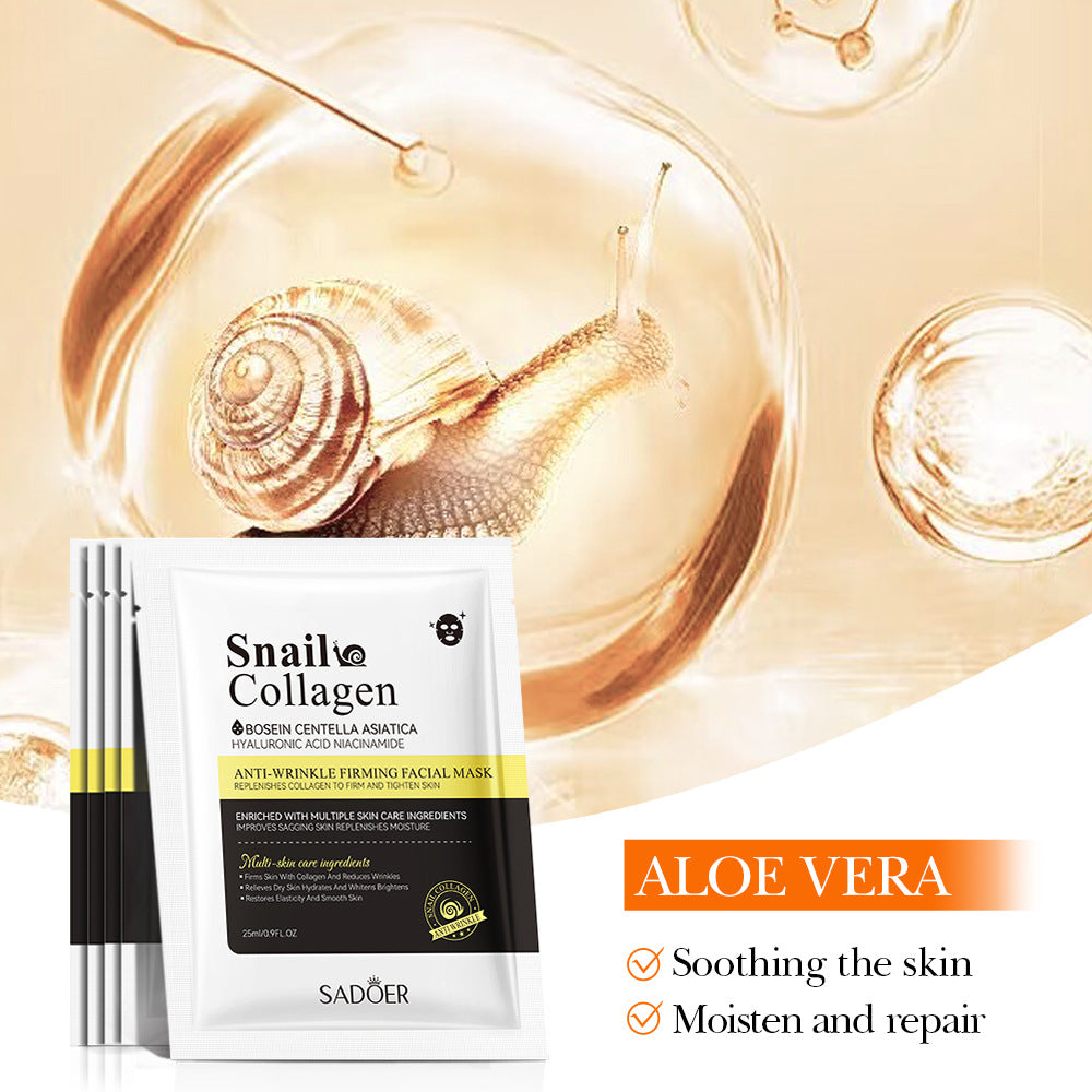 Full English Snail Face Mask SADOER Collagen anti-wrinkle firming delicate skin mask  wholesale