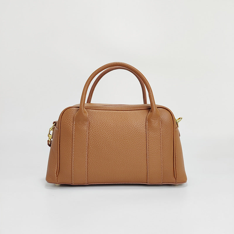 Guangzhou Luggage2025New Top Layer Handheld Cowhide Boston Bag Large Capacity High-end Handbag Crossbody Genuine Leather