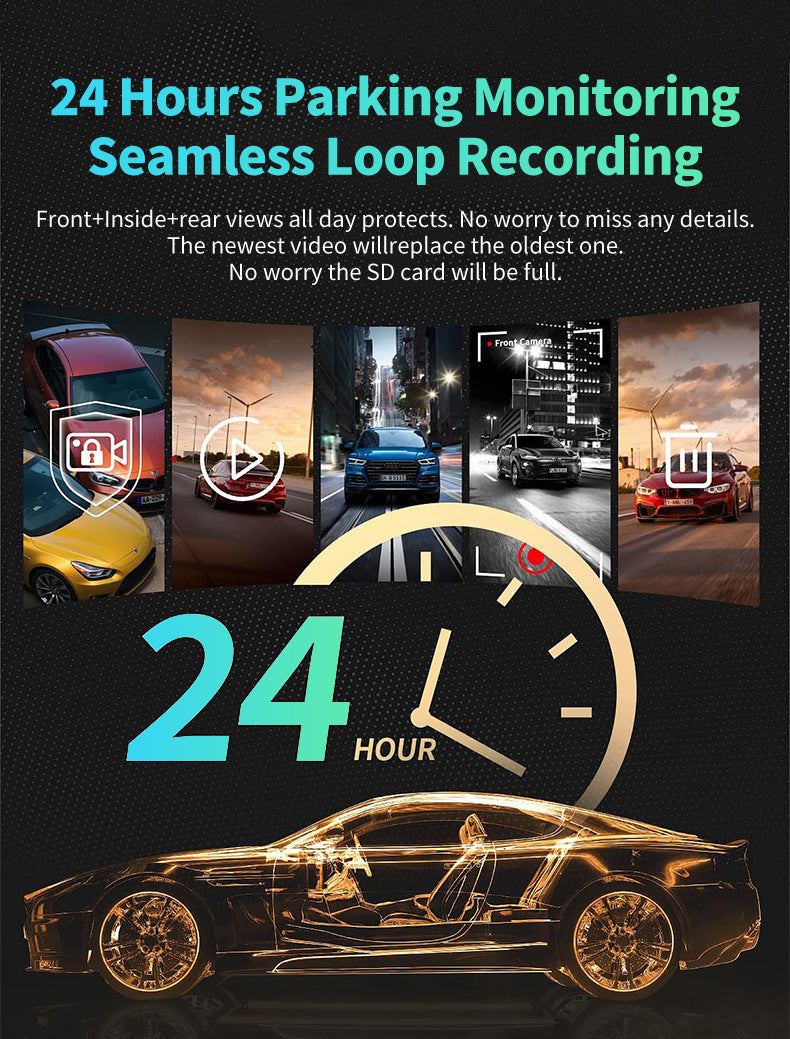 New Hd1080P Three-Channel Dash Cam wifi Mobile Phone Interconnect Car Dash Cam DashCam