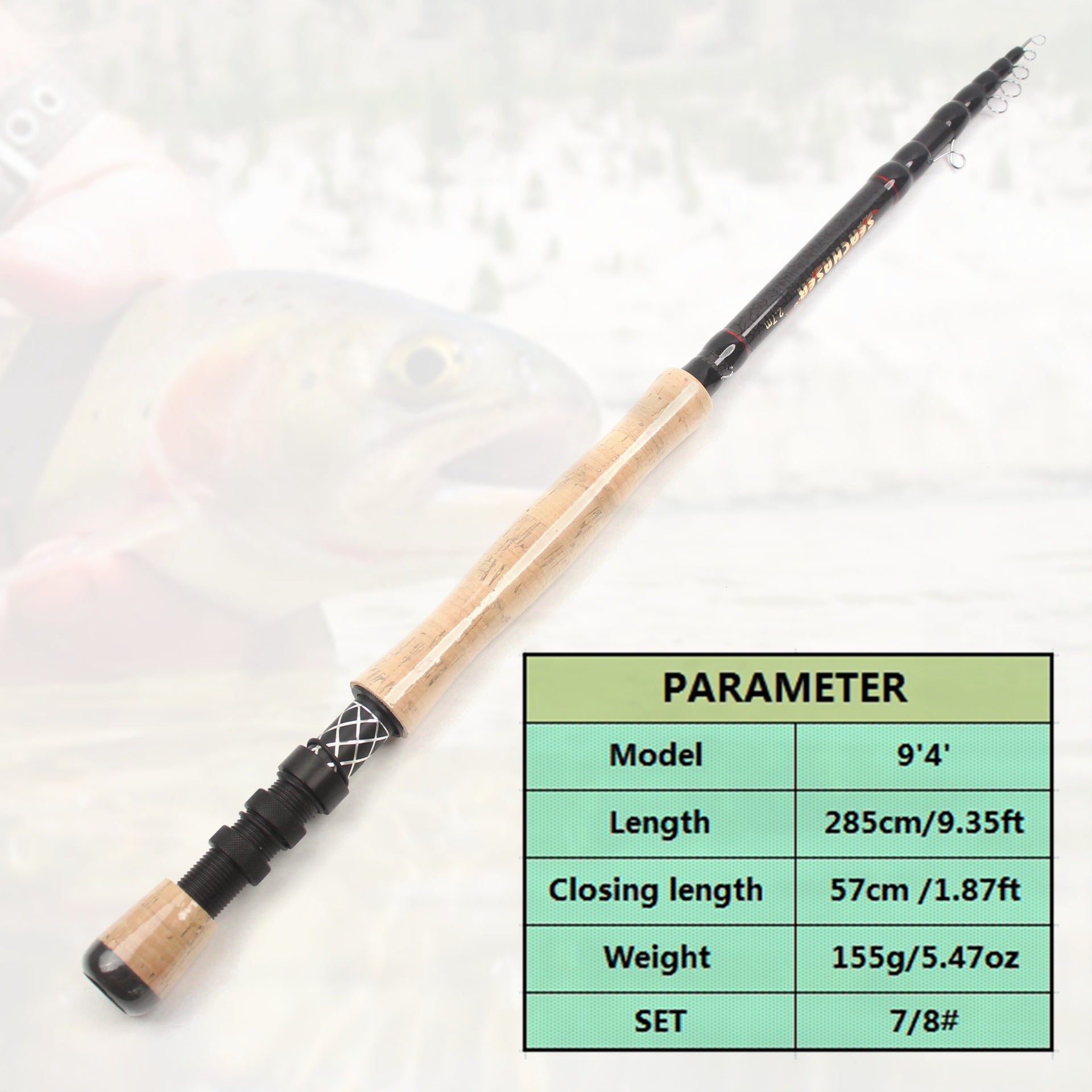 European and American Popular Portable Retractable Fly Rod Carbon Fiber Wooden Handle Fly Fishing Rod Retractable Lure Fishing Rod