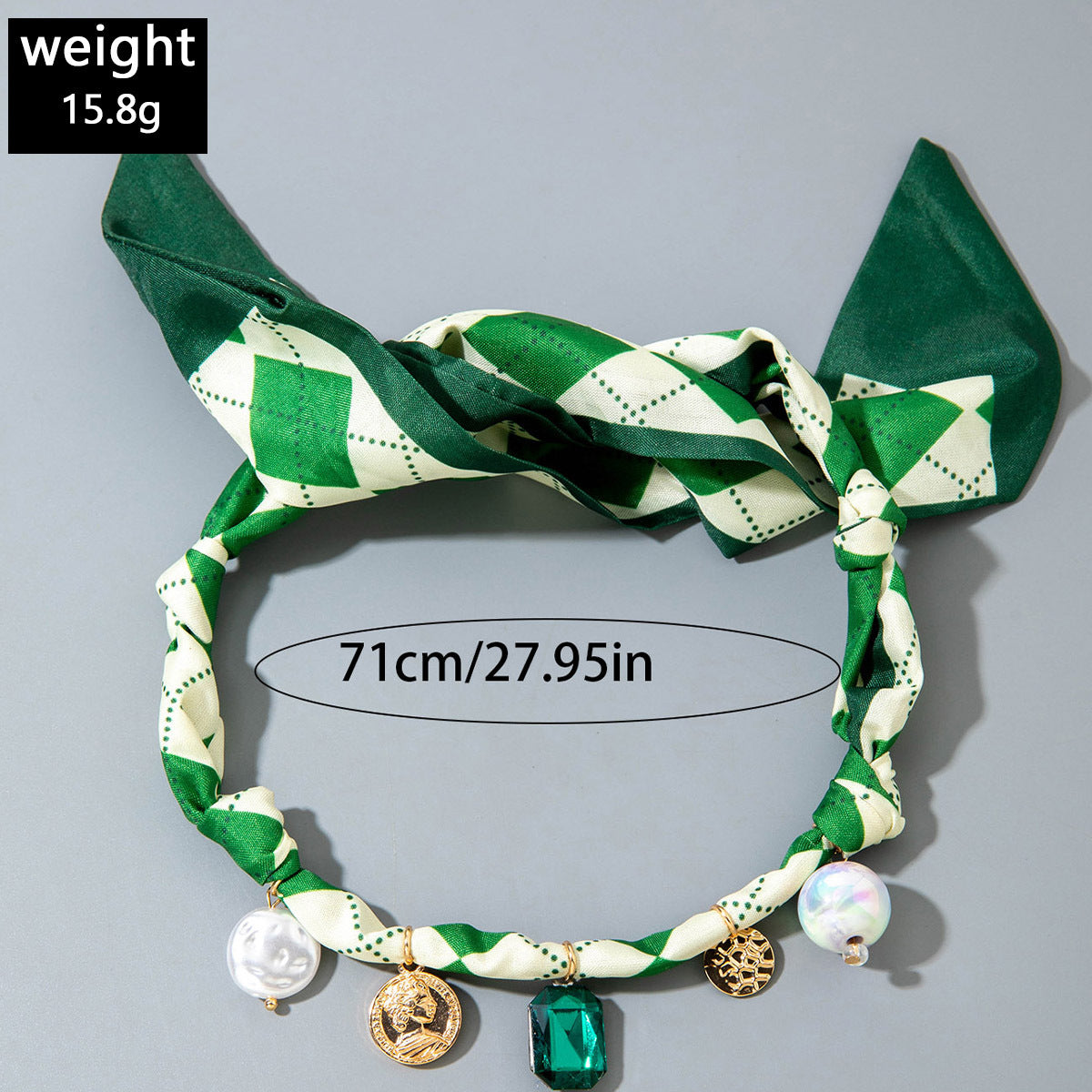 European and American Style Long Silk Scarf Necklace, Light Luxury High-End Feel, Multiple Pendants, Pearl Colorful Silk Scarf Necklace