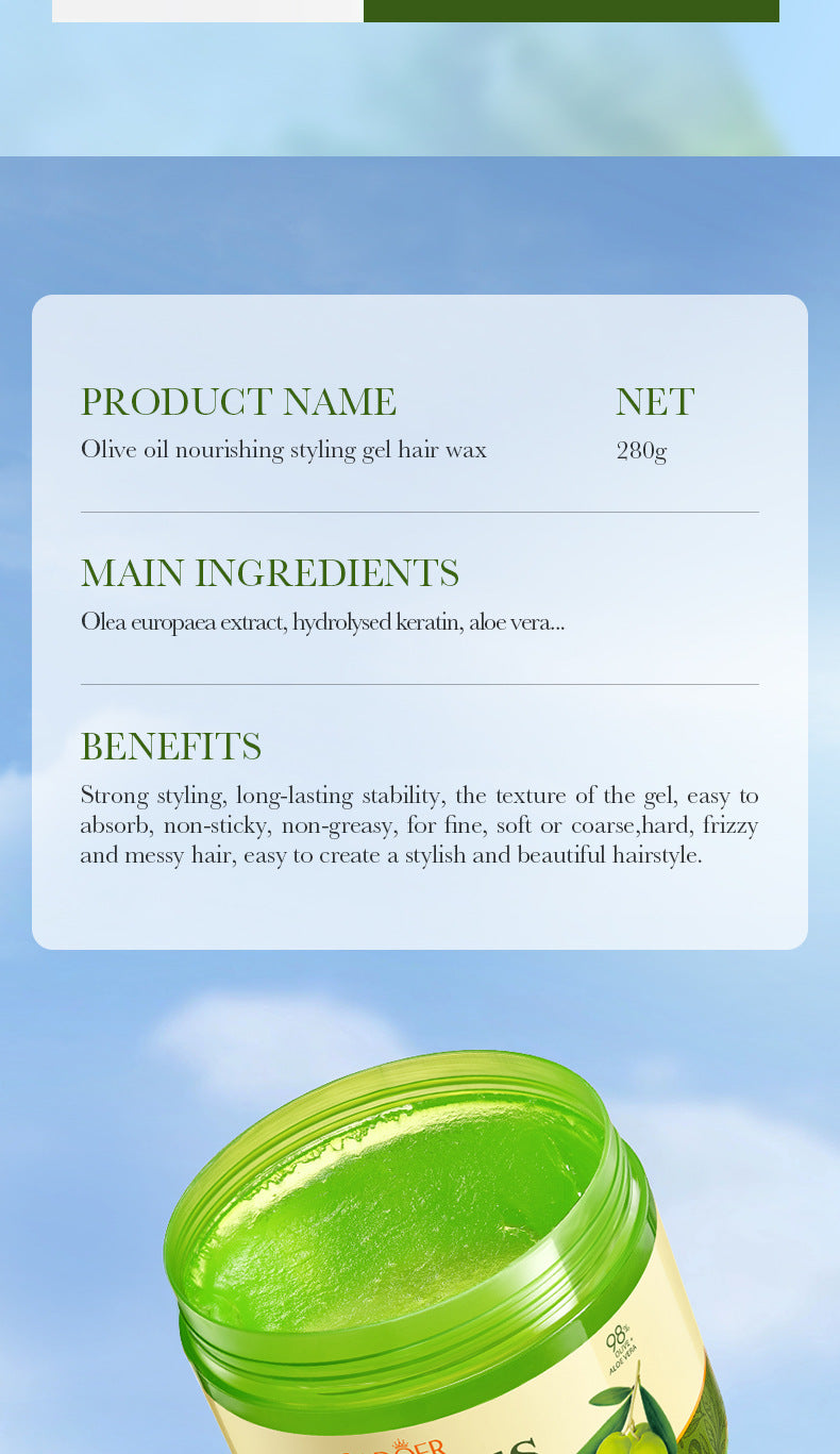 Full English Olive Oil Hair Styling Wax SADOER Nourishing Gel Styling Fluffy Hair Wax  Foreign Trade Wholesale