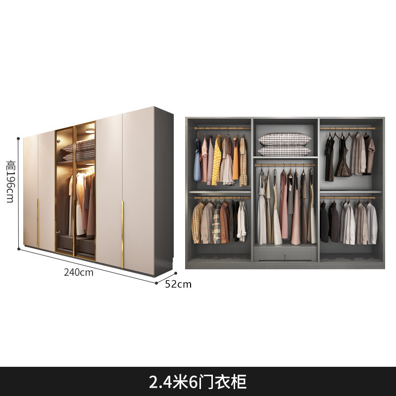 Light Luxury Glass Door Wardrobe Modern Home Bedroom Cloakroom Custom Processing Assembly Wardrobe Storage Large Wardrobe