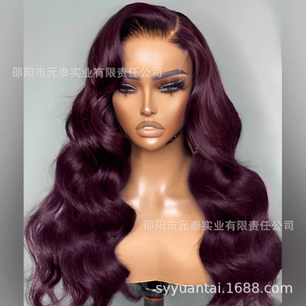 European and American Fashion Mixed Color Big Wave Synthetic Lace Front Wig Long Curly Wig Manufacturer Sale