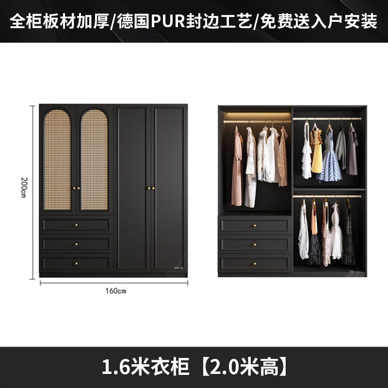 Vintage Style Wardrobe Black Cabinet Wardrobe for Home Bedroom Small Apartment Modern Simple Side Cabinet Top Cabinet Furniture Wardrobe