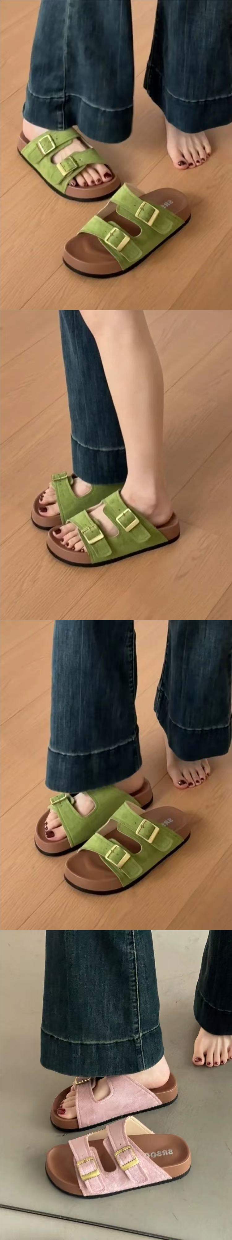 Platform Slippers Women's Summer Outerwear2025New Super Hot Beach Slip-On Yellow Birkenstock Sandals
