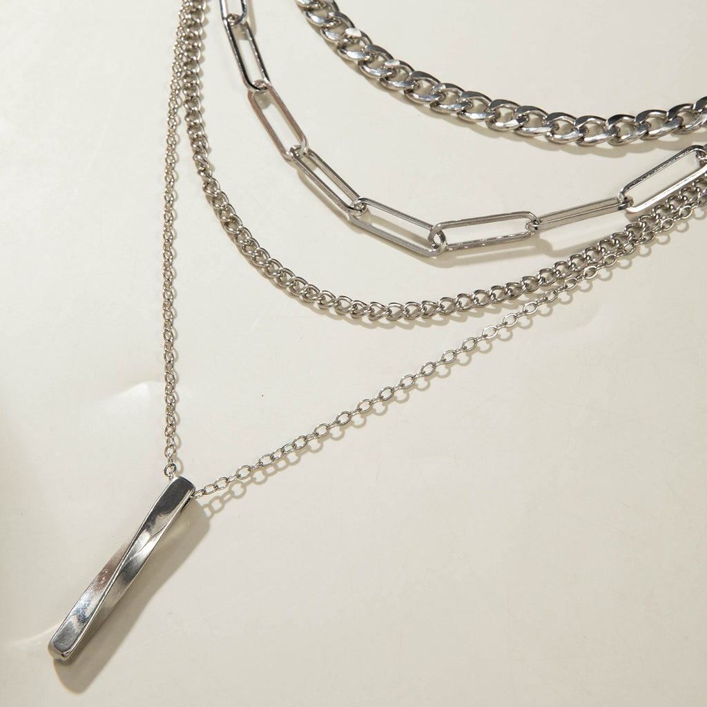 European and American Style Jewelry Hip-Hop Personality Geometric Exaggerated Necklace Heart-shaped Flat Thick Chain Hollow Multi-layer Necklace Wholesale