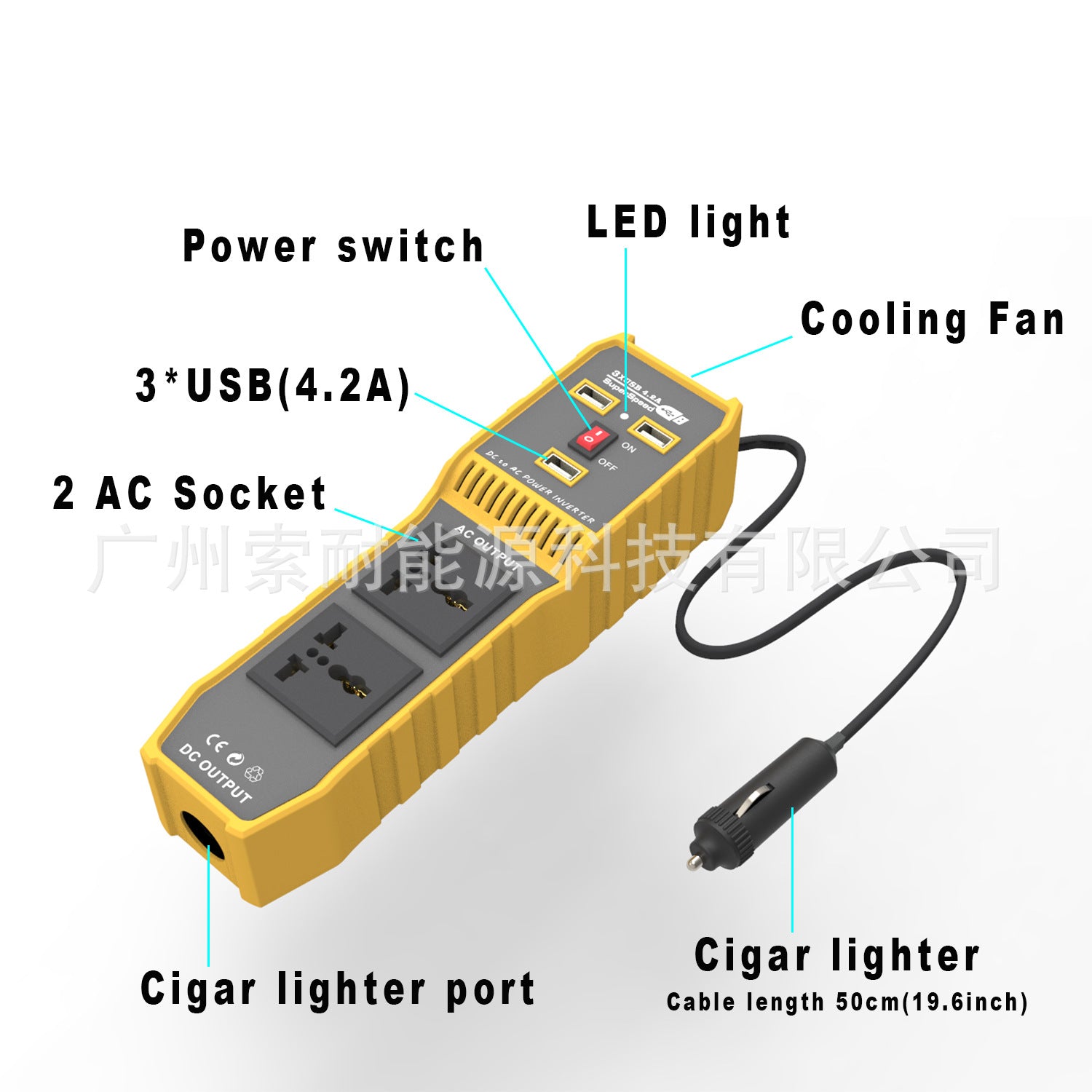 Vehicle Inverter200W 12V Turn110V220V 3 USB 2Socket12V Car Inverter