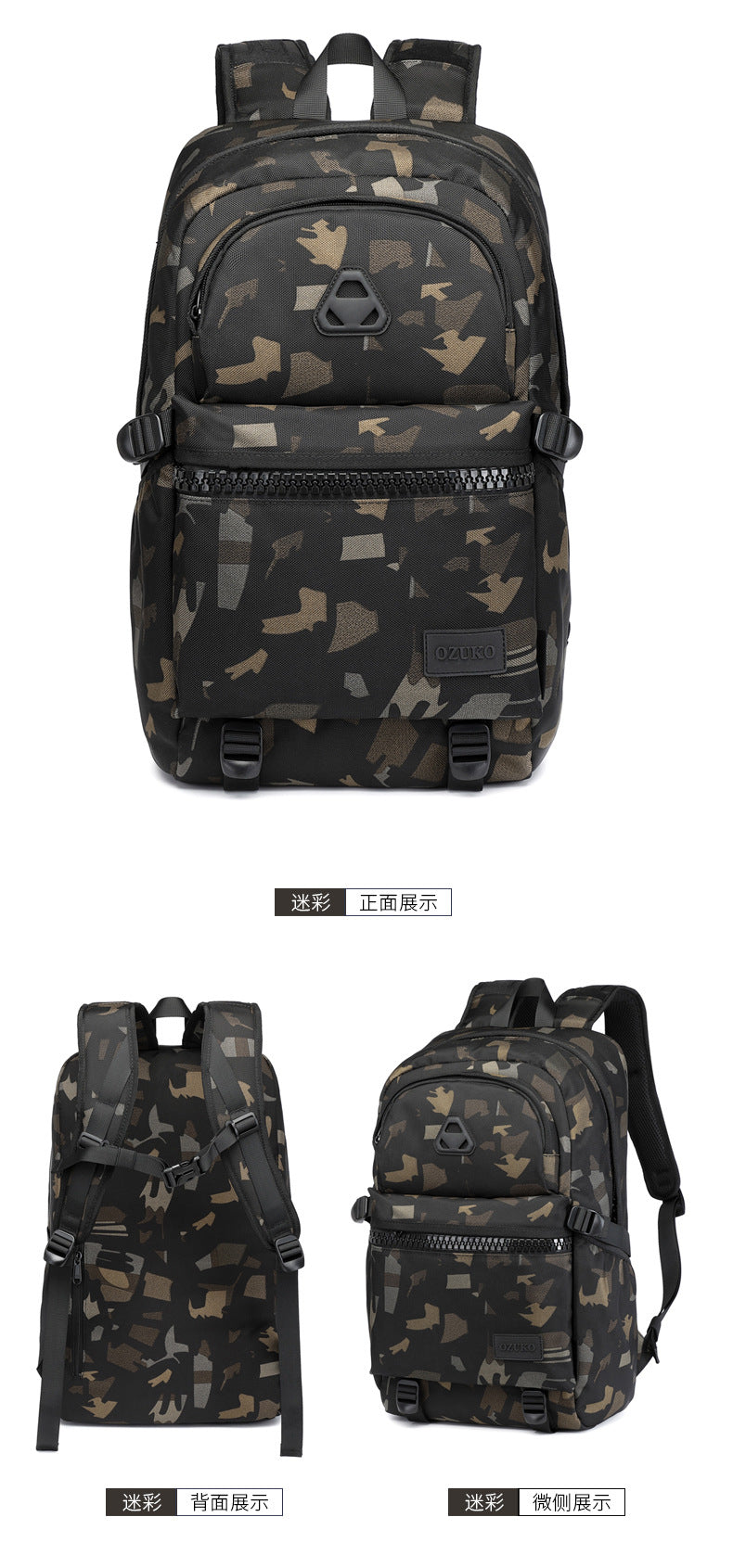 ozuko New Student School Bag Casual Men's Computer Bag15.61-inch Women's Multi-Functional Backpack backpack