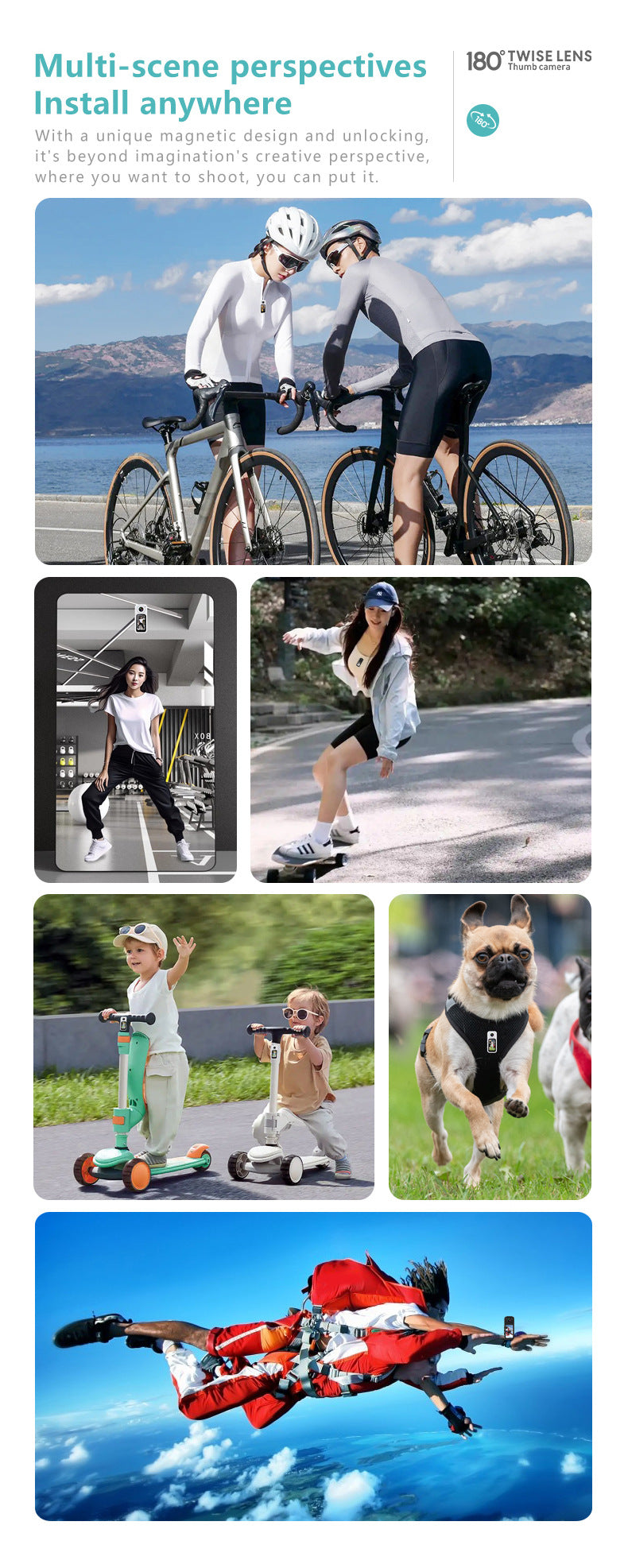 Magnetic Thumb Camera Outdoor Sports Recording Artifact Cycling Pet Portable Mini Camera