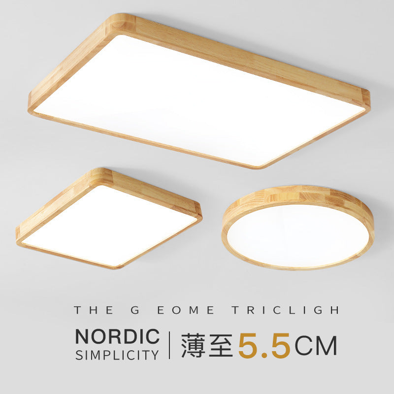 Log LED Ceiling Light Simple Modern Living Room Master Bedroom Dining Room Study Balcony Elegant Solid Wood Japanese Style Lighting
