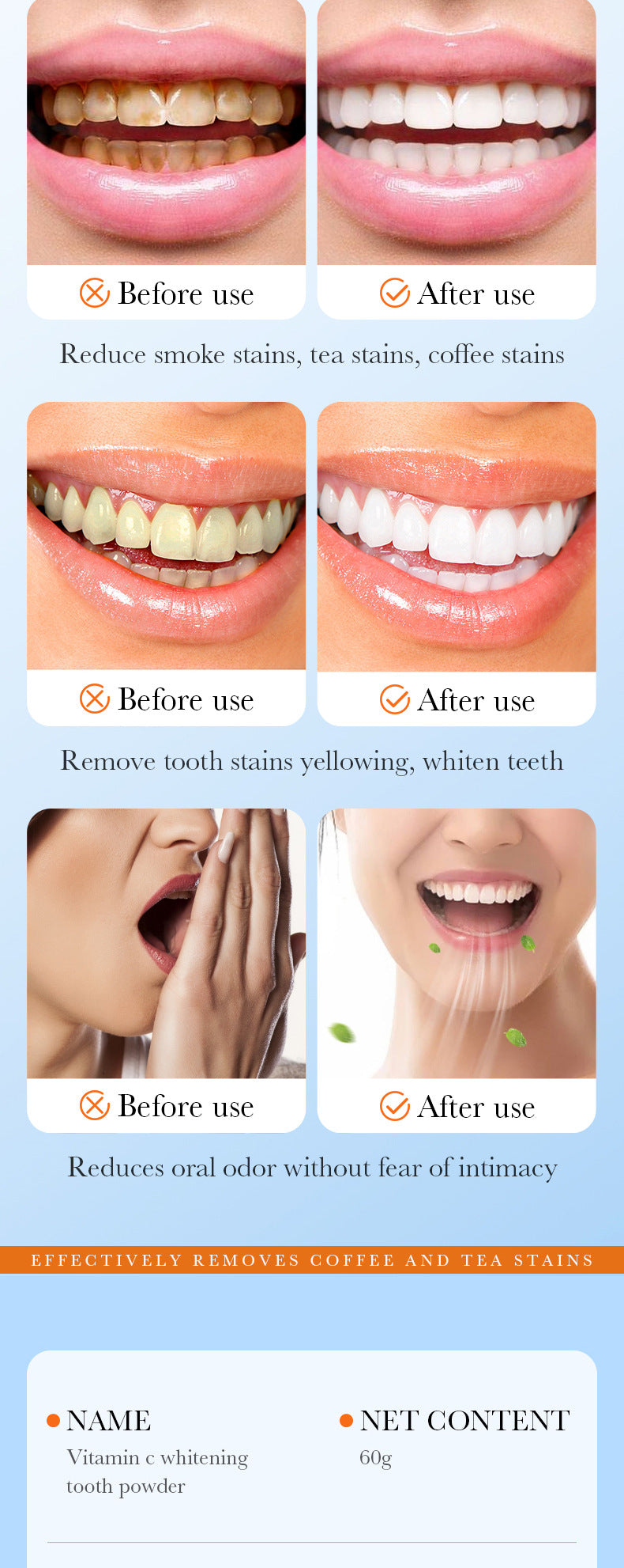 All English Tooth Powder60g SADOER Remove Tobacco Stains, Whiten Teeth, Clean Tartar, Strengthen Teeth Toothpaste  Wholesale