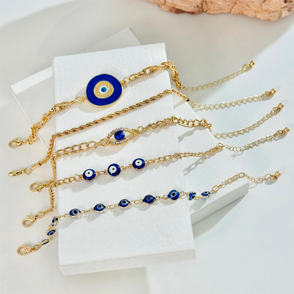 European and American Style Bracelet Bohemian Devil's Eye Bracelet Design Sense Inlaid Diamond Oil Drop Exaggerated Bracelet Set